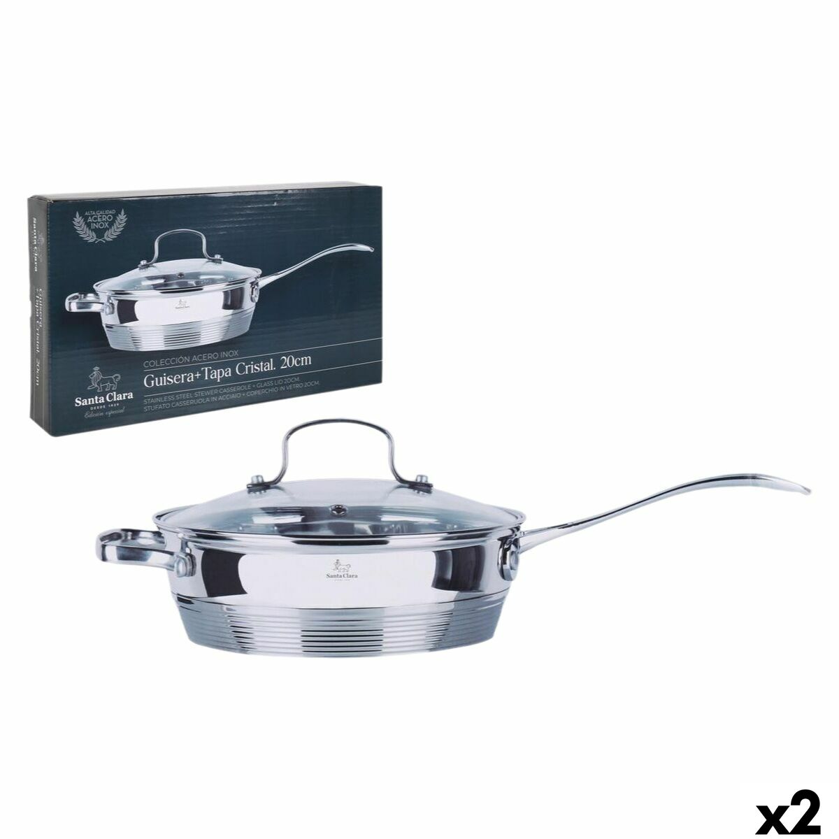 Olla con Tapa Santa Clara Santa clara Ø 21,5 x 43 x 5,5 cm (2 Unidades)