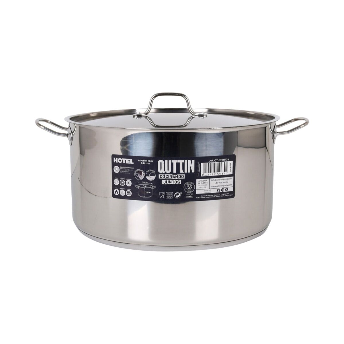 Cacerola Con Tapa Quttin ø 34 x 18 cm (2 Unidades)