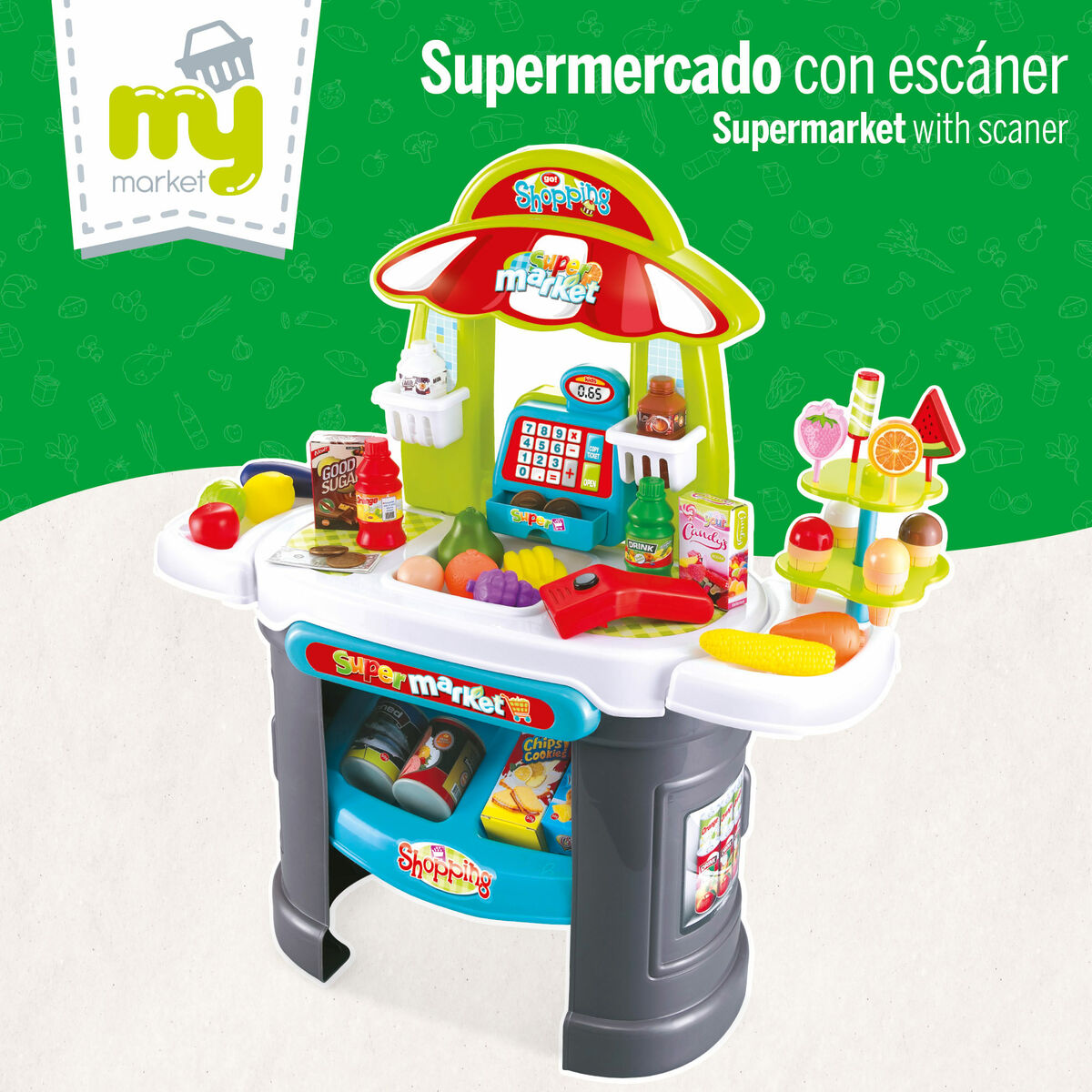 Supermercado de Juguete 66 x 68 x 25 cm 2 Unidades