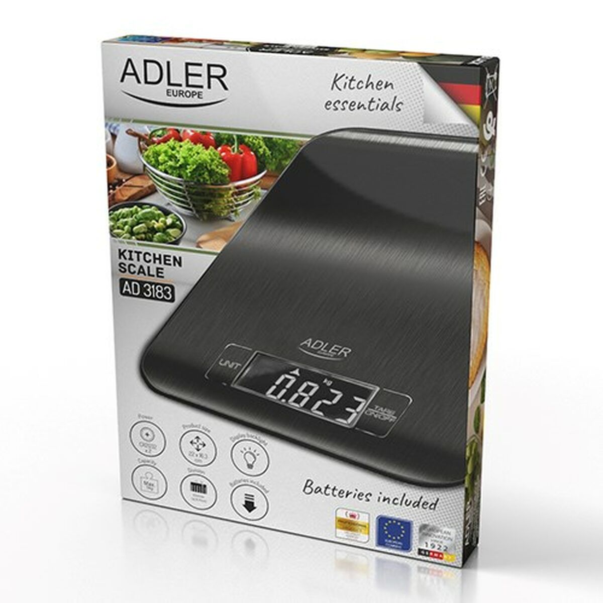 Báscula de Cocina Adler AD 3183b Negro 5 kg