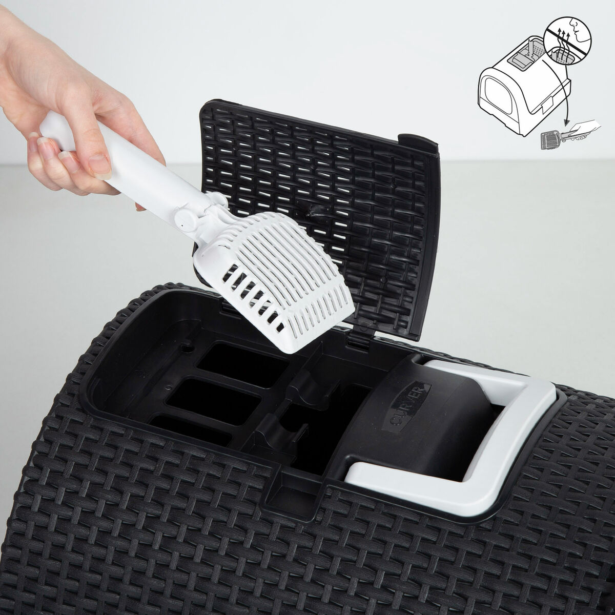 Arenero para Gatos Curver Antracita 51 x 38,5 x 39,5 cm Plástico (Plástico)