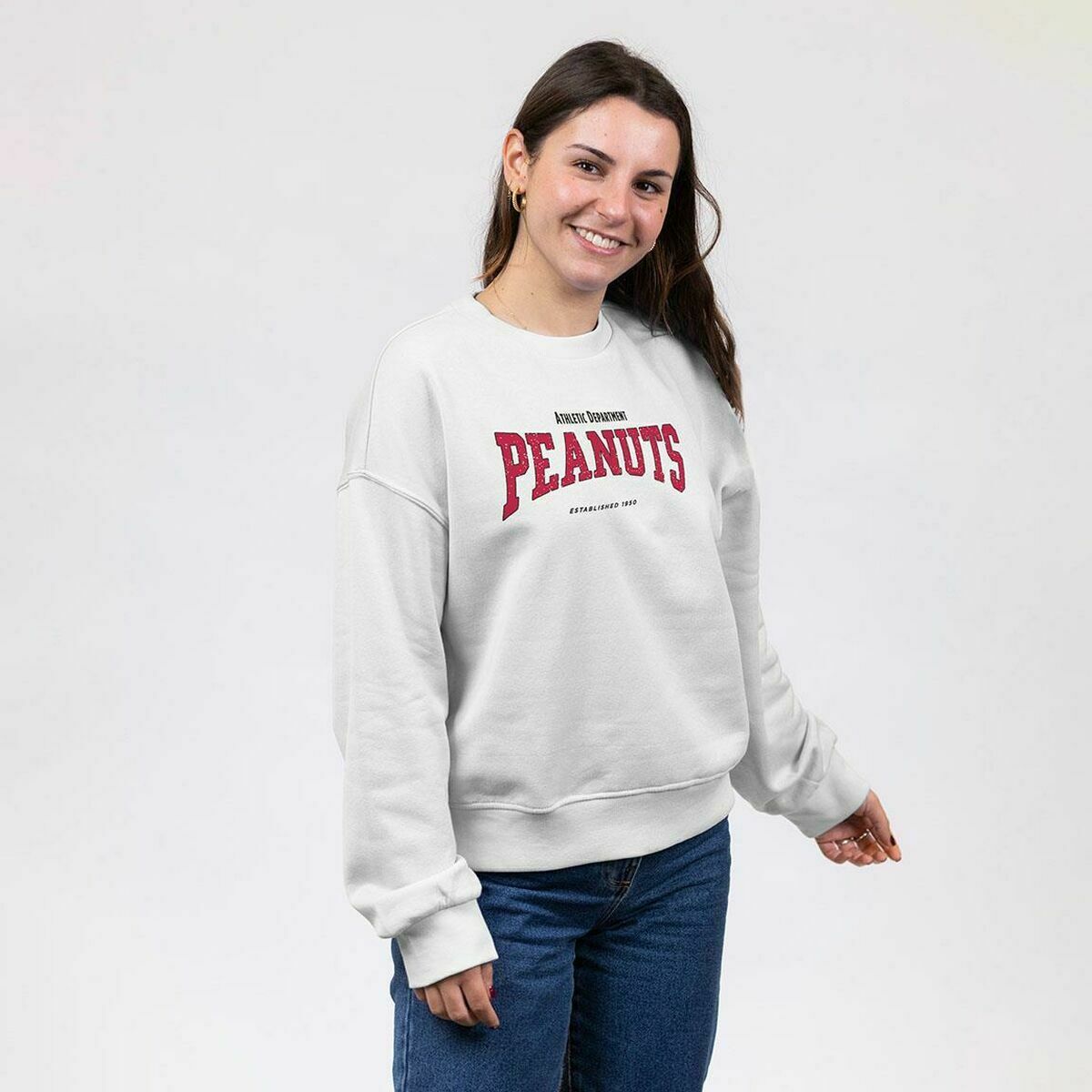 Sudadera sin Capucha Mujer Snoopy Beige S