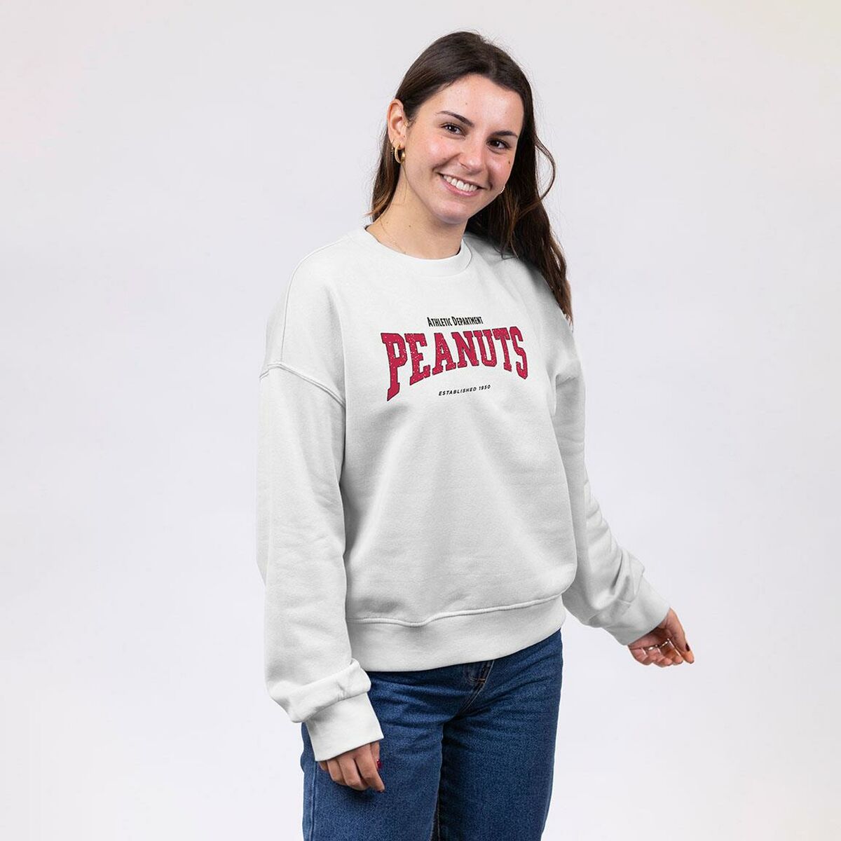 Sudadera sin Capucha Mujer Snoopy Beige S