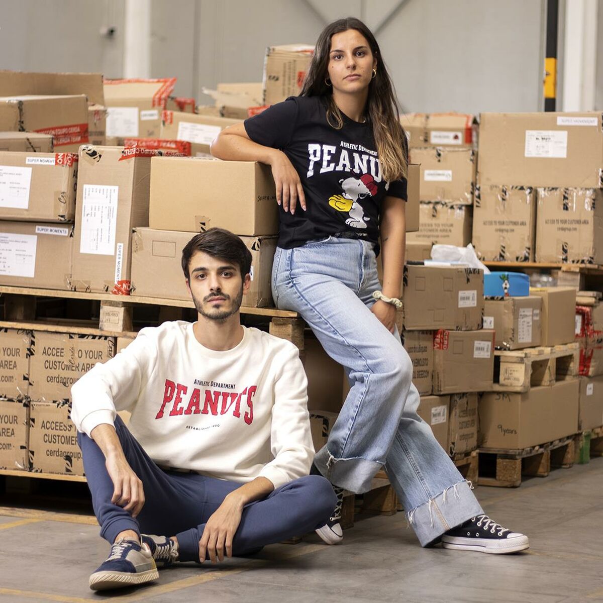 Sudadera sin Capucha Mujer Snoopy Beige S