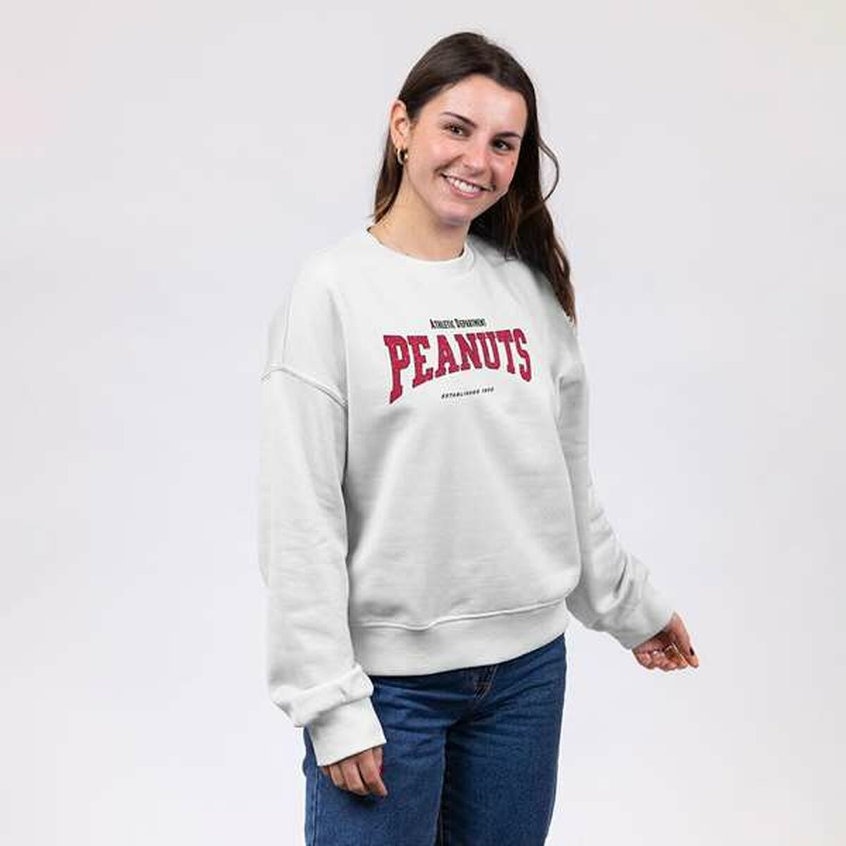 Sudadera sin Capucha Mujer Snoopy Beige S