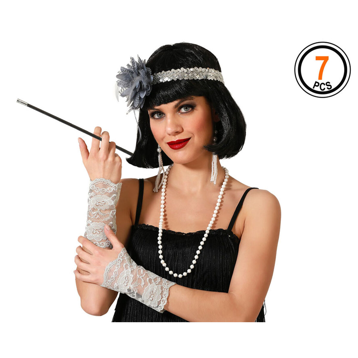 Set de Complementos de Disfraces Cabaretera 7 Piezas