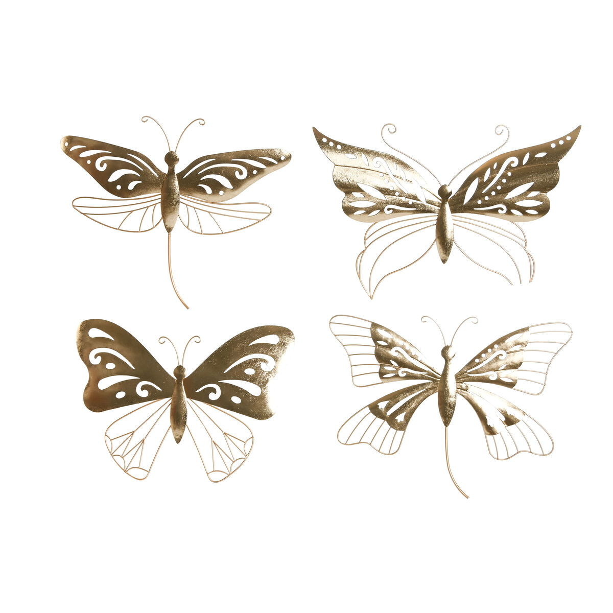 Decoración de Pared Home ESPRIT Dorado Mariposa 43 x 2 x 33 cm (4 Unidades)