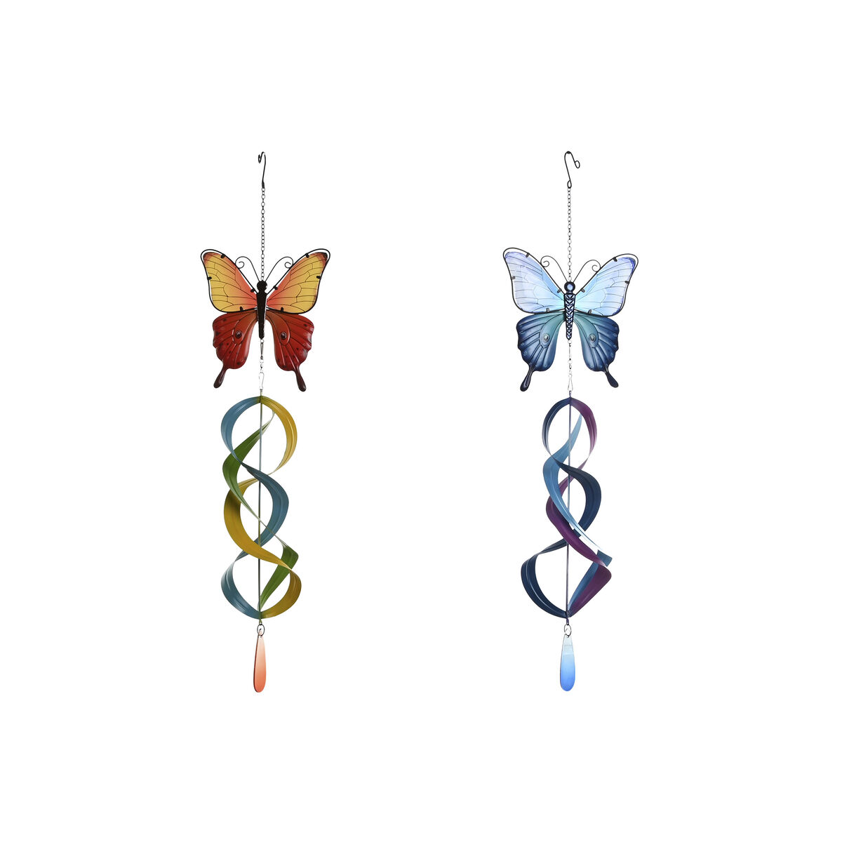 Decoración de Pared Home ESPRIT Azul Naranja Mariposa Shabby Chic 23 x 13 x 90 cm (2 Unidades)