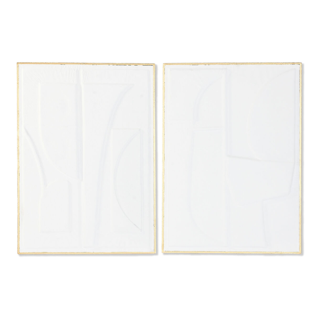 Decoración de Pared Home ESPRIT Blanco Dorado Abstracto 72,7 x 2,5 x 100,5 cm (2 Unidades)