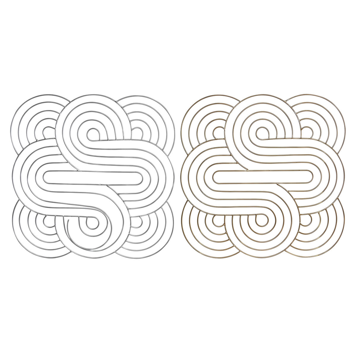 Decoración de Pared DKD Home Decor Dorado Plateado Abstracto Oriental 61 x 1 x 61 cm (2 Unidades)