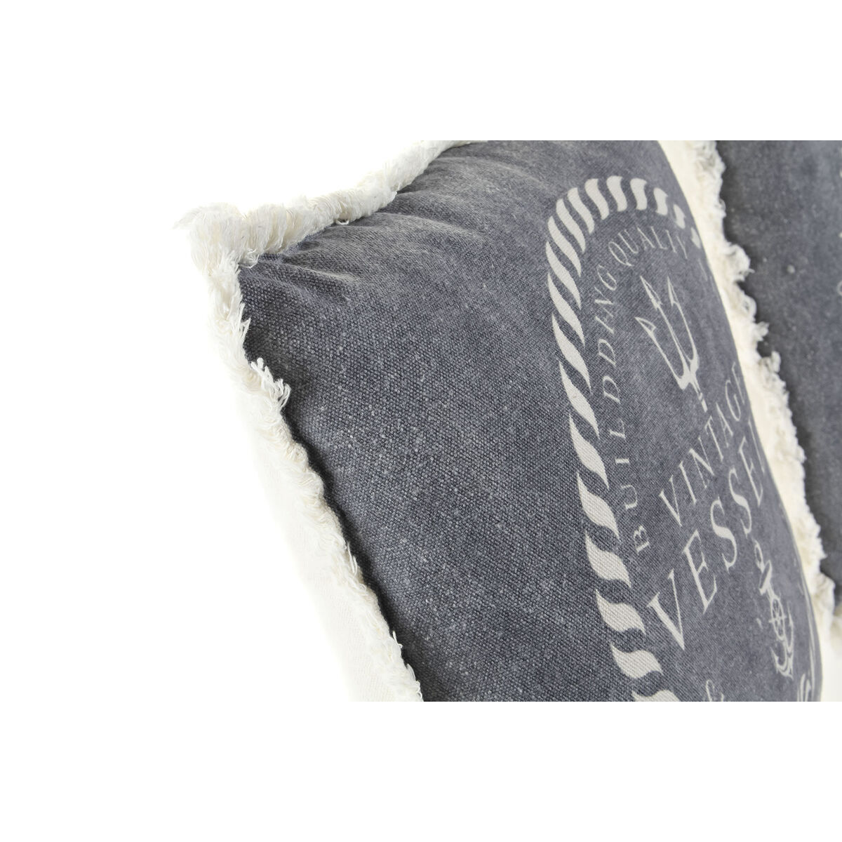 Cojín DKD Home Decor Azul Blanco Flecos Mediterráneo Marino 45 x 10 x 45 cm (2 Unidades)