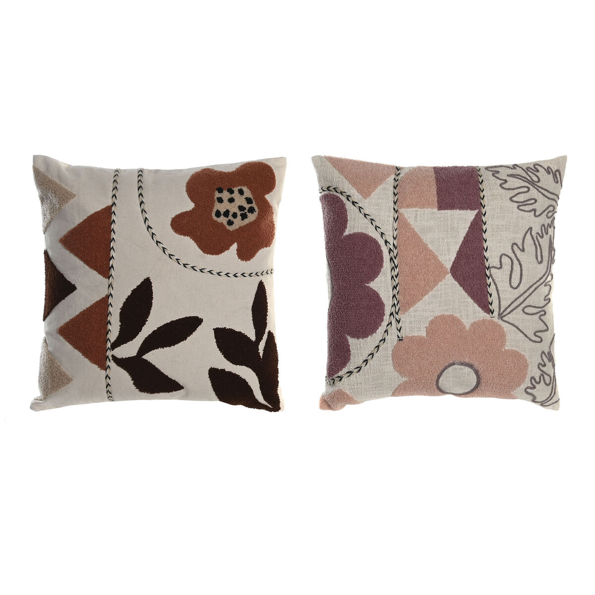 Cojín DKD Home Decor Blanco Rosa 45 x 15 x 45 cm (2 Unidades)