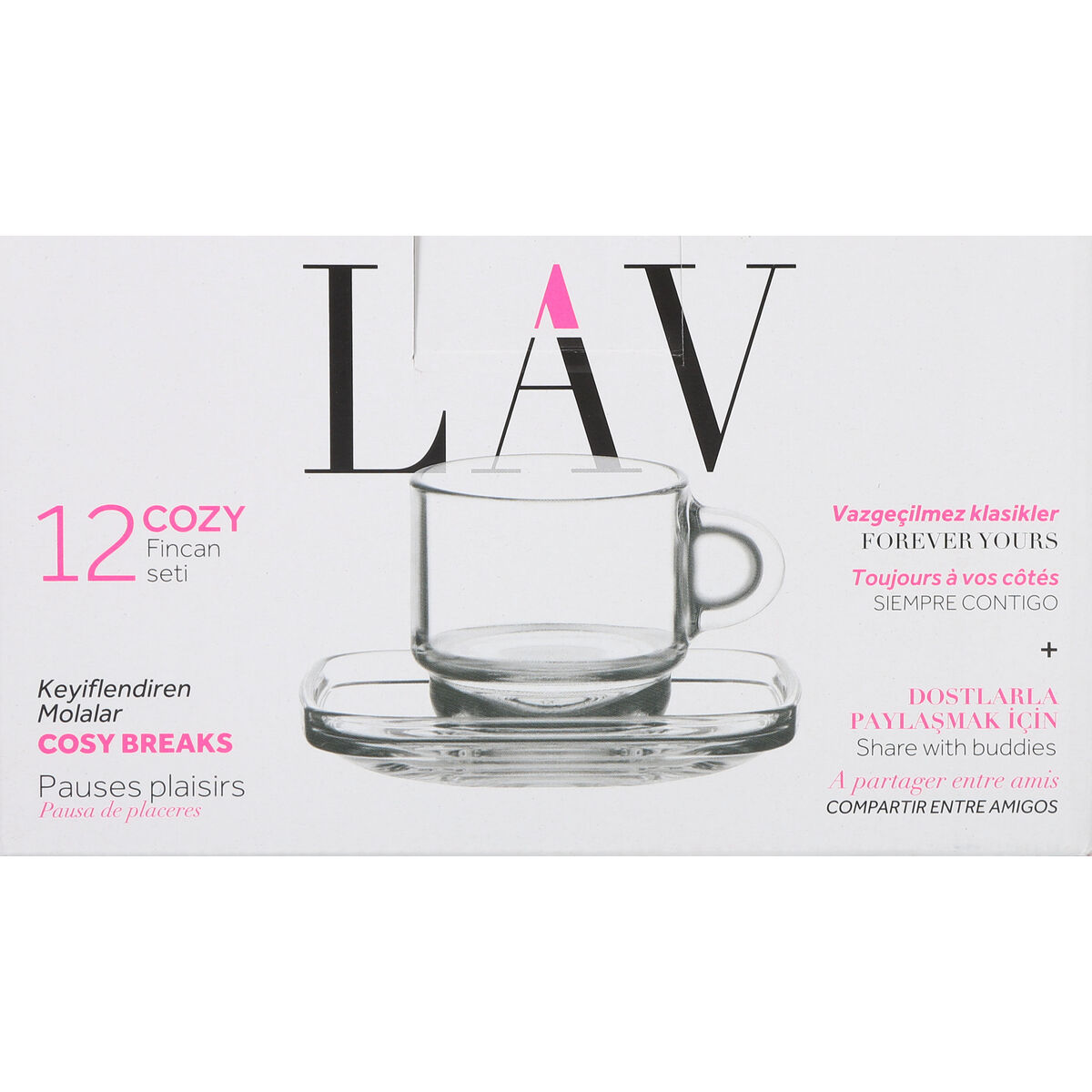 Juego de 6 Tazas con Plato LAV Cozy 90 ml (6 Unidades)