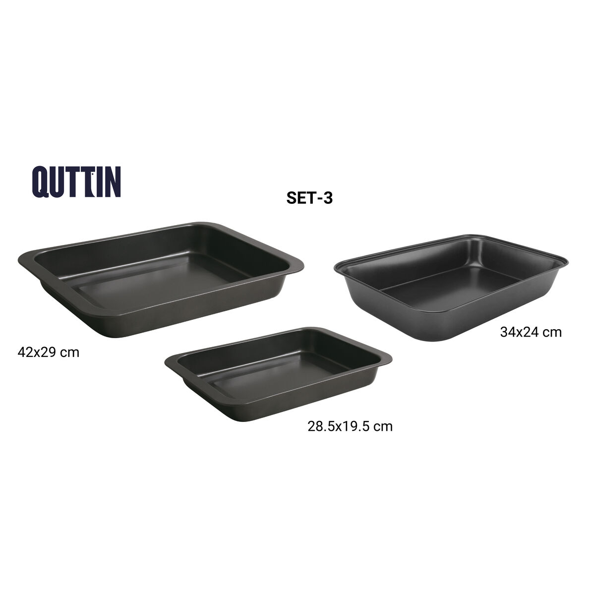 Juego de Bandejas Quttin 28,5 x 19,5 cm 34 x 24 cm 42 x 29 cm 3 Piezas (6 Unidades)