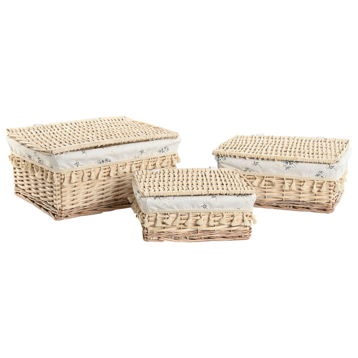 Cesto para la Ropa Sucia Home ESPRIT Natural Mimbre Shabby Chic 42 x 33 x 20 cm 3 Piezas