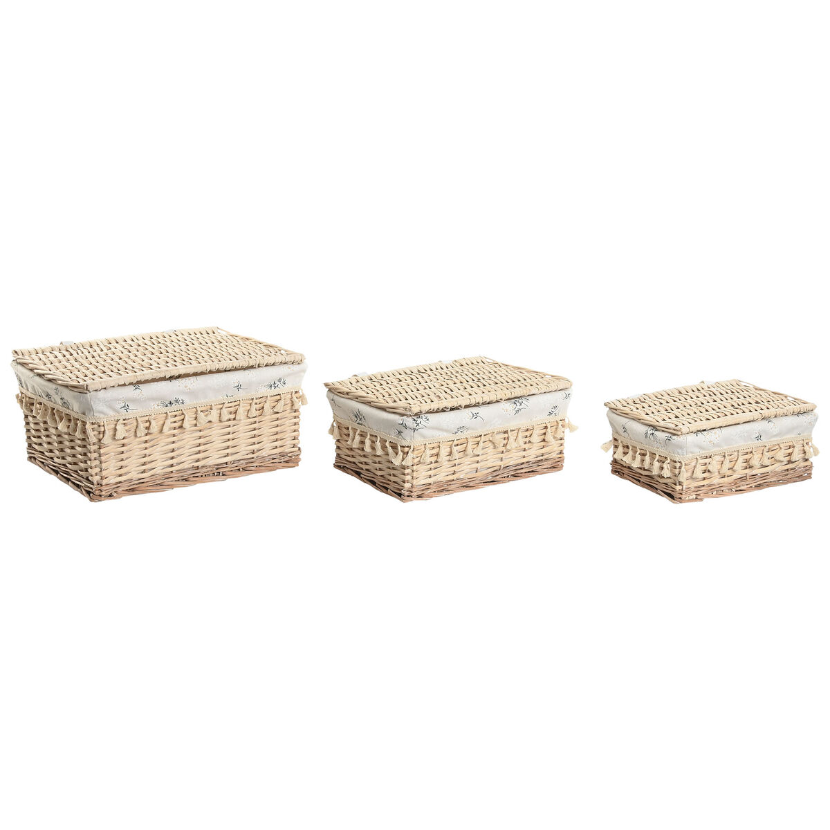 Cesto para la Ropa Sucia Home ESPRIT Natural Mimbre Shabby Chic 42 x 33 x 20 cm 3 Piezas