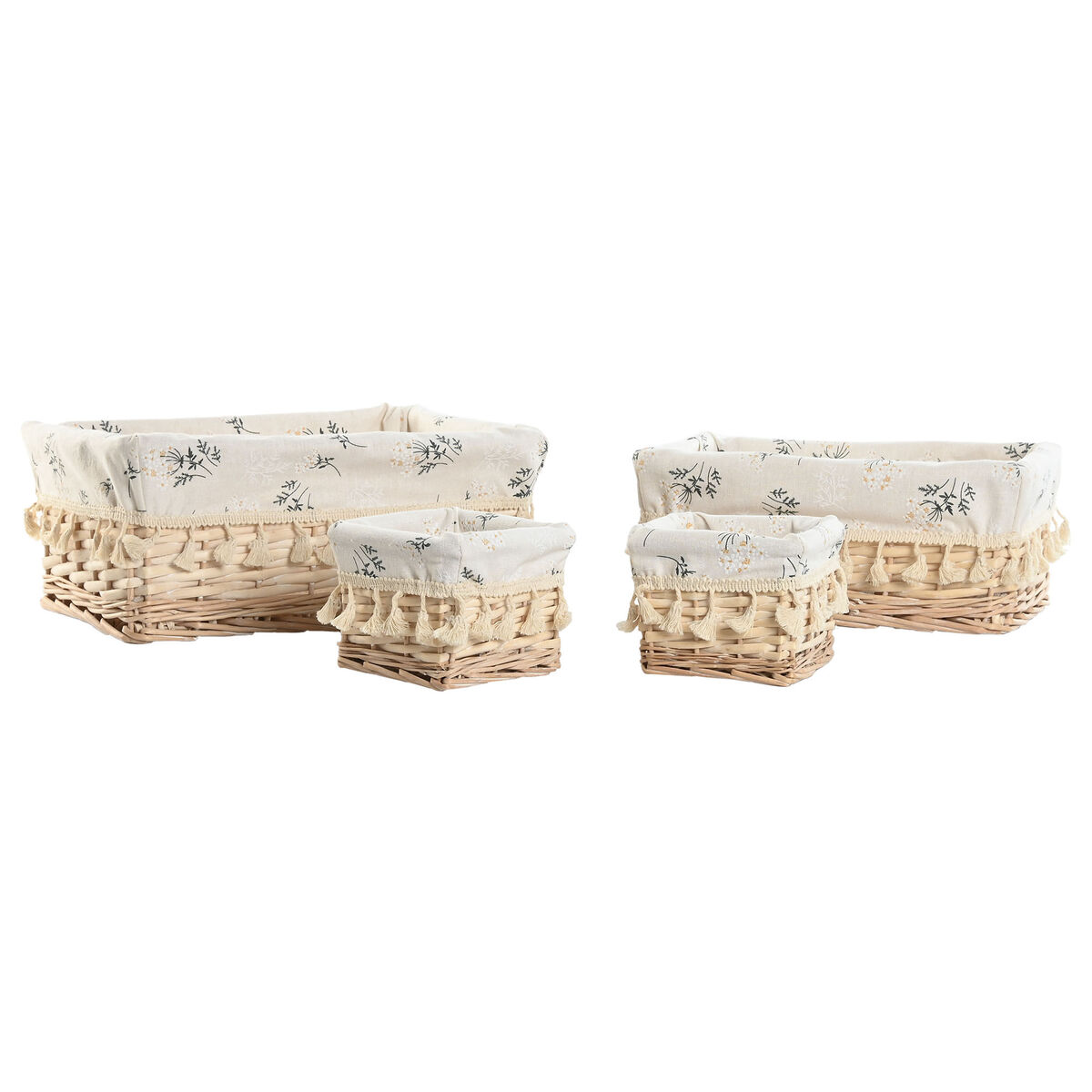 Cesto para la Ropa Sucia Home ESPRIT Natural Mimbre Shabby Chic 36 x 25 x 16 cm 4 Piezas