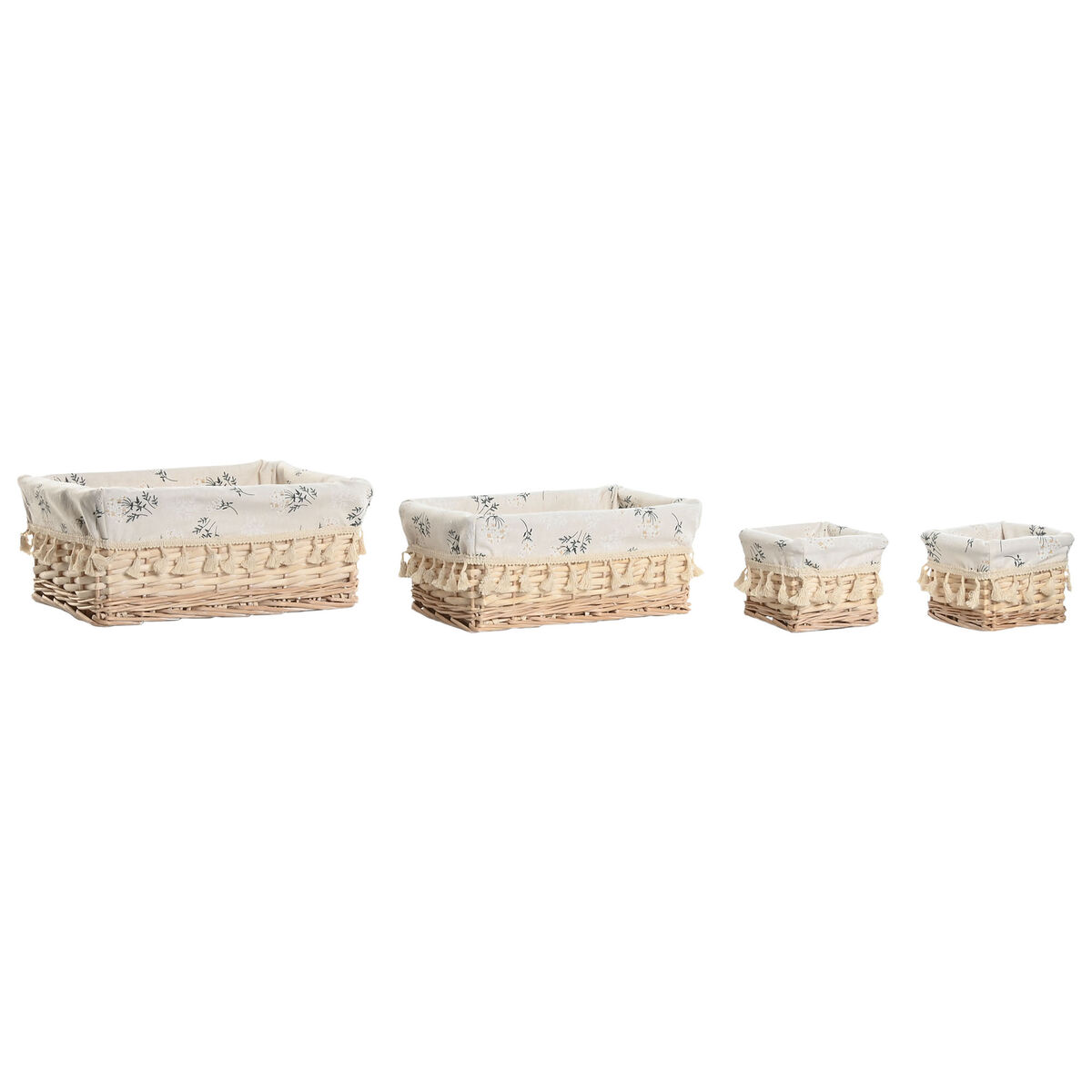 Cesto para la Ropa Sucia Home ESPRIT Natural Mimbre Shabby Chic 36 x 25 x 16 cm 4 Piezas