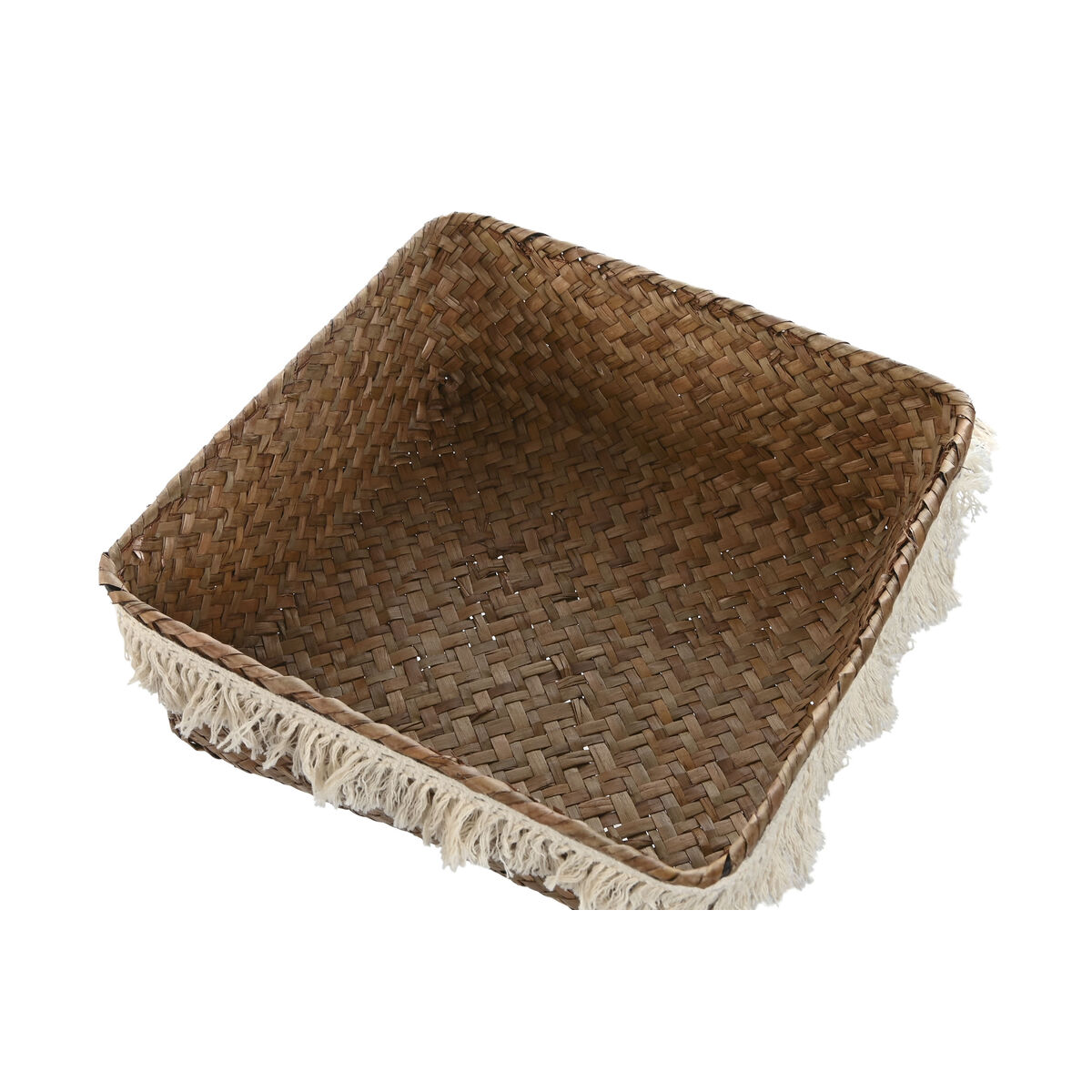 Juego de Cestas Home ESPRIT Fibra natural Boho Desgastado 26 x 26 x 10 cm