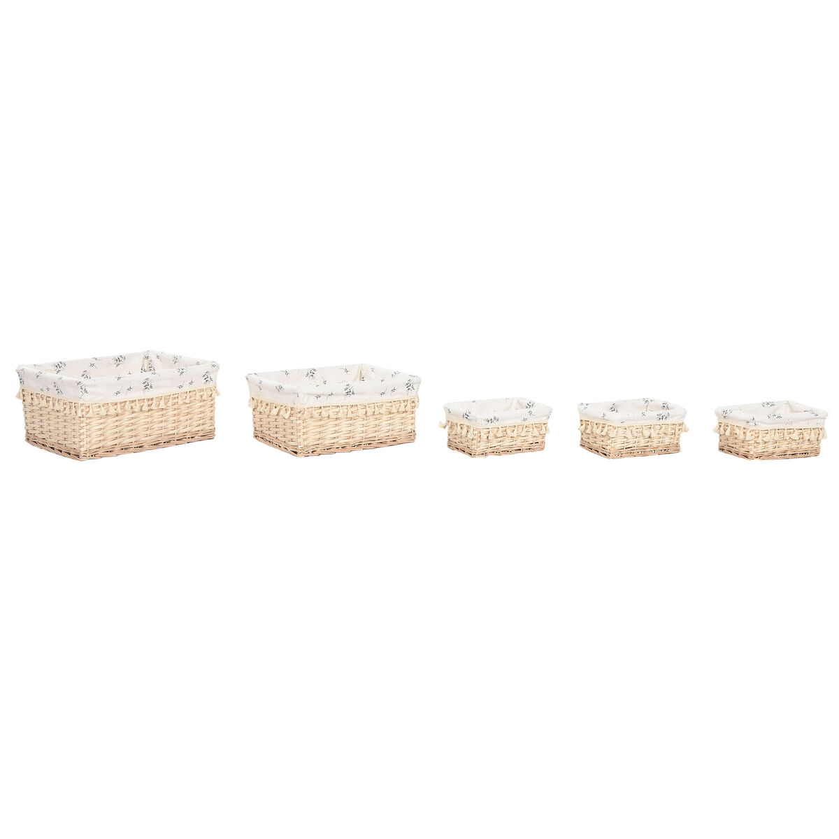 Cesto para la Ropa Sucia Home ESPRIT Natural Mimbre Shabby Chic 48 x 38 x 22 cm 5 Piezas