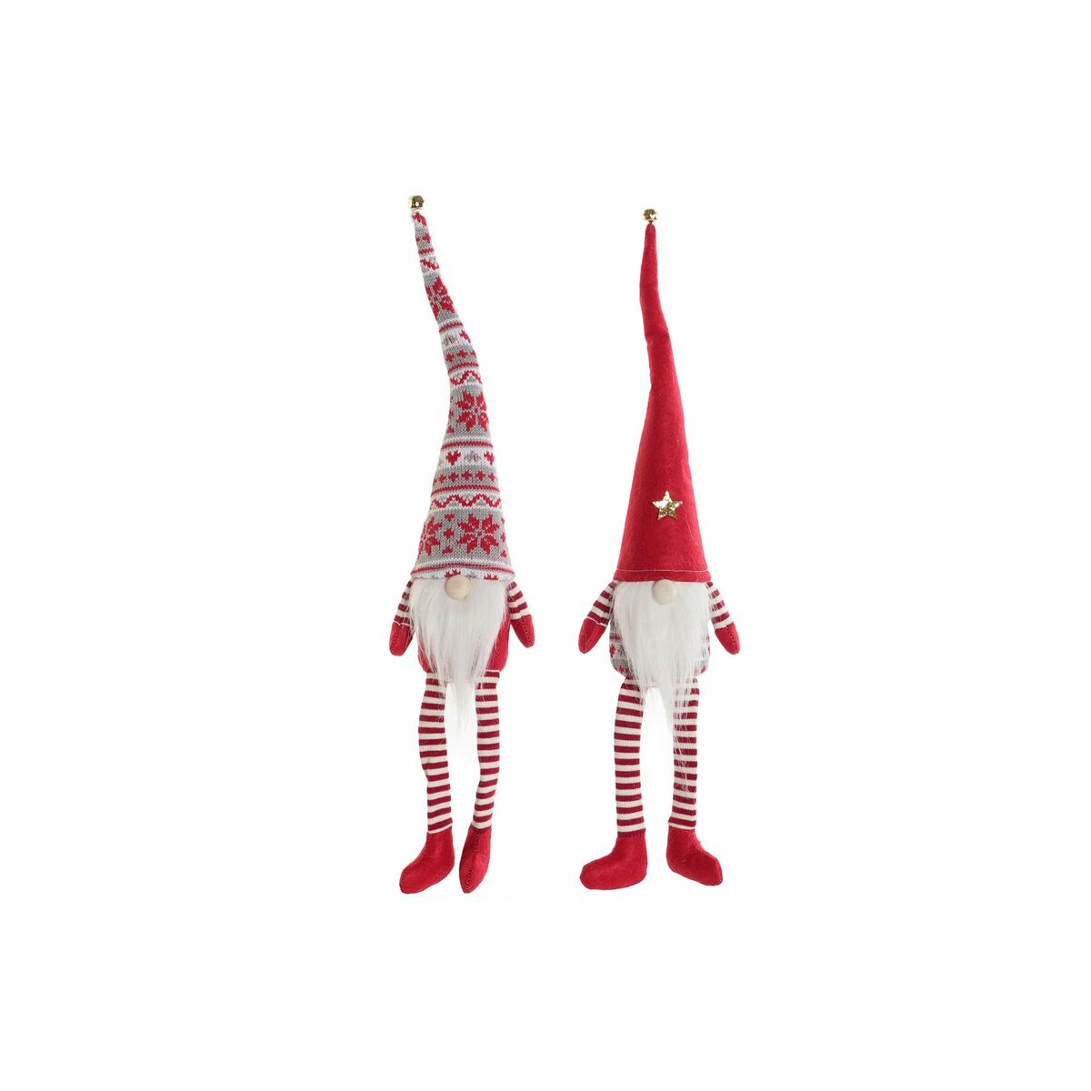 Adorno Navideño DKD Home Decor Blanco Rojo Gnomo 10 x 7 x 57 cm (2 Unidades)