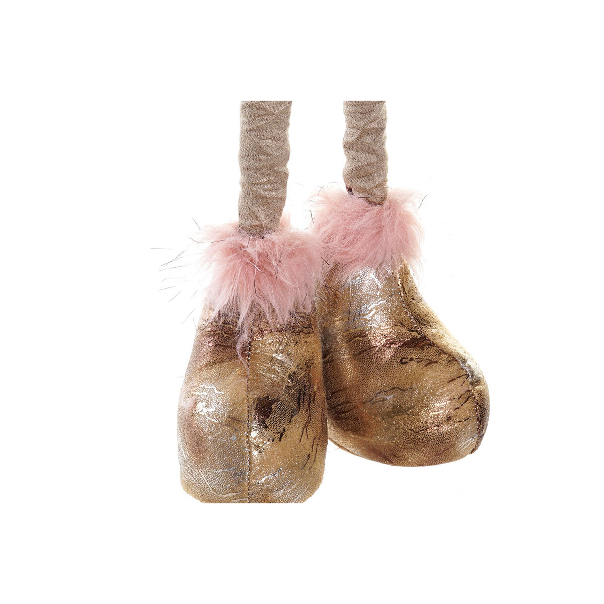 Adorno Navideño DKD Home Decor Blanco Rosa Dorado Reno 15 x 17 x 50 cm (2 Unidades)