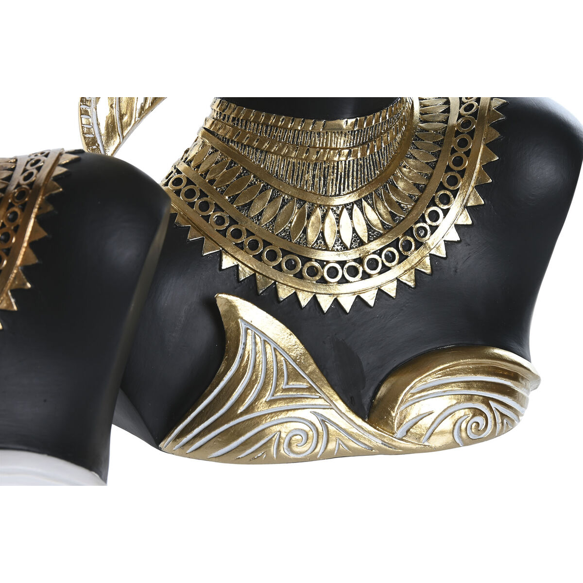 Figura Decorativa Home ESPRIT Blanco Negro Dorado Africana 22 x 11 x 37 cm (2 Unidades)