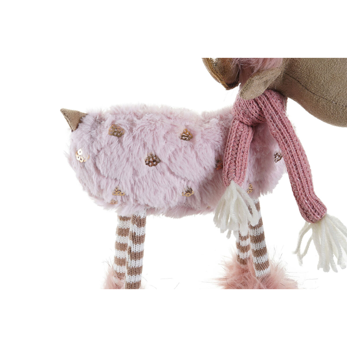 Adorno Navideño DKD Home Decor Blanco Rosa Reno 12 x 20 x 40 cm (2 Unidades)