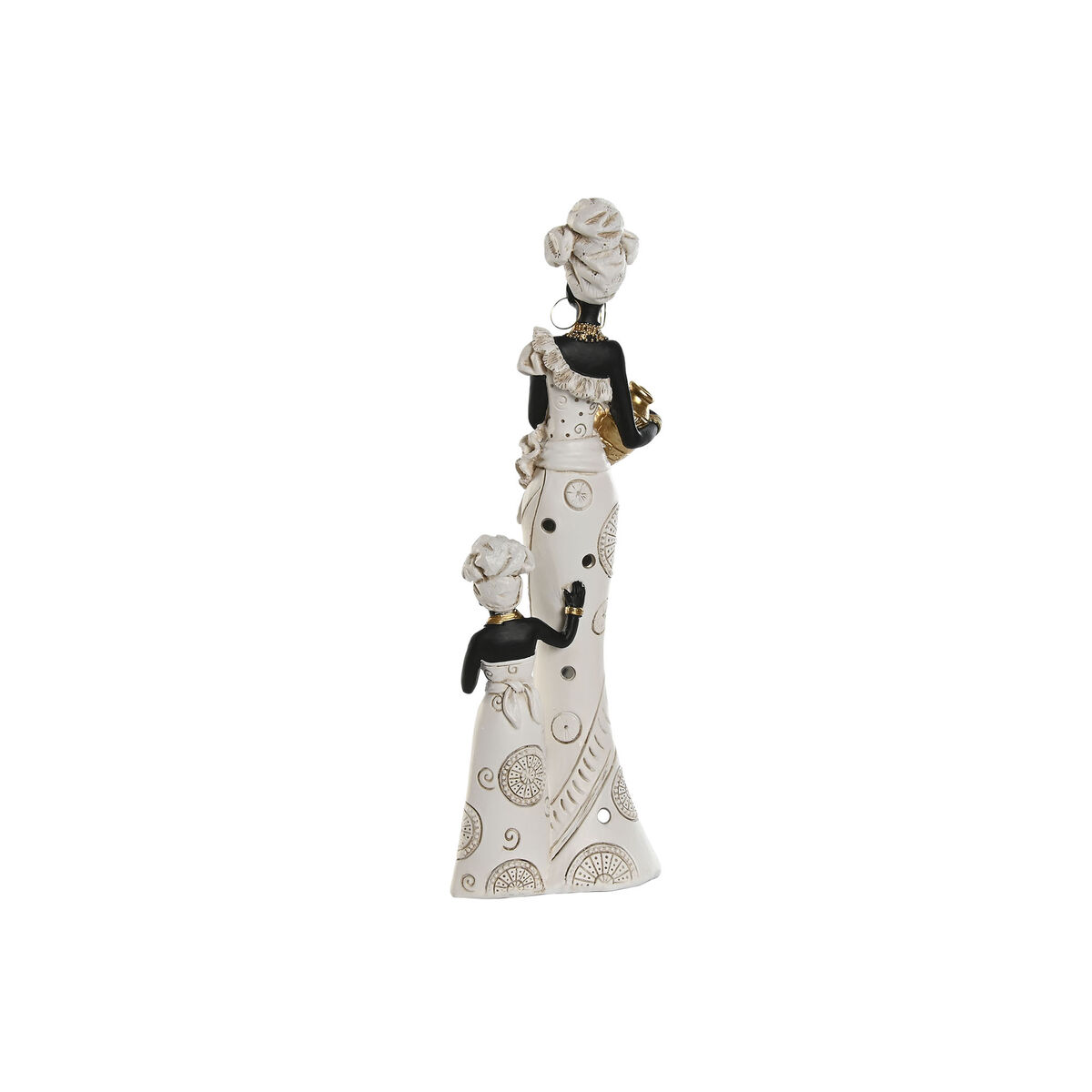Figura Decorativa Home ESPRIT Blanco Negro Dorado Africana 10 x 7 x 31 cm (2 Unidades)
