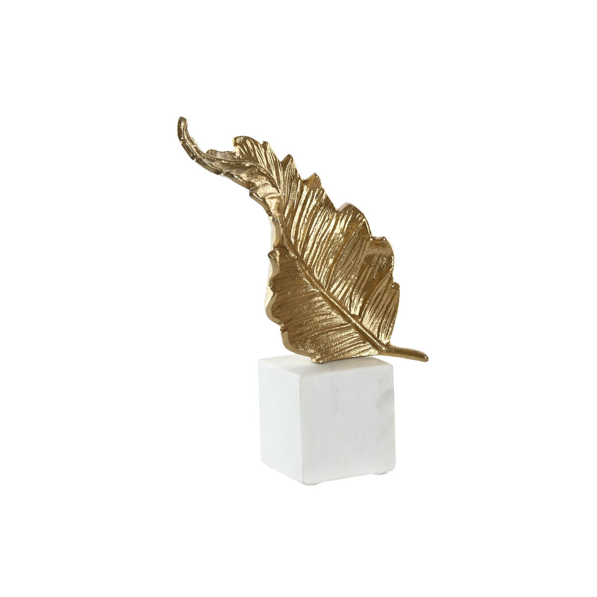 Figura Decorativa Home ESPRIT Blanco Dorado Hoja de planta 20 x 7 x 22 cm