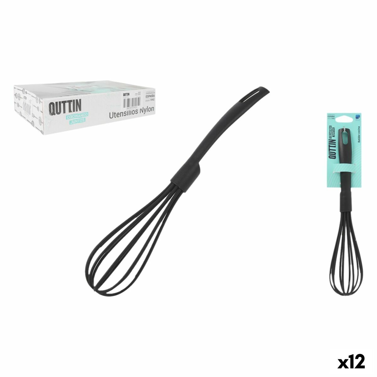 Batidor de varilla Quttin Quttin 31 x 7 x 7 cm Negro (12 Unidades)