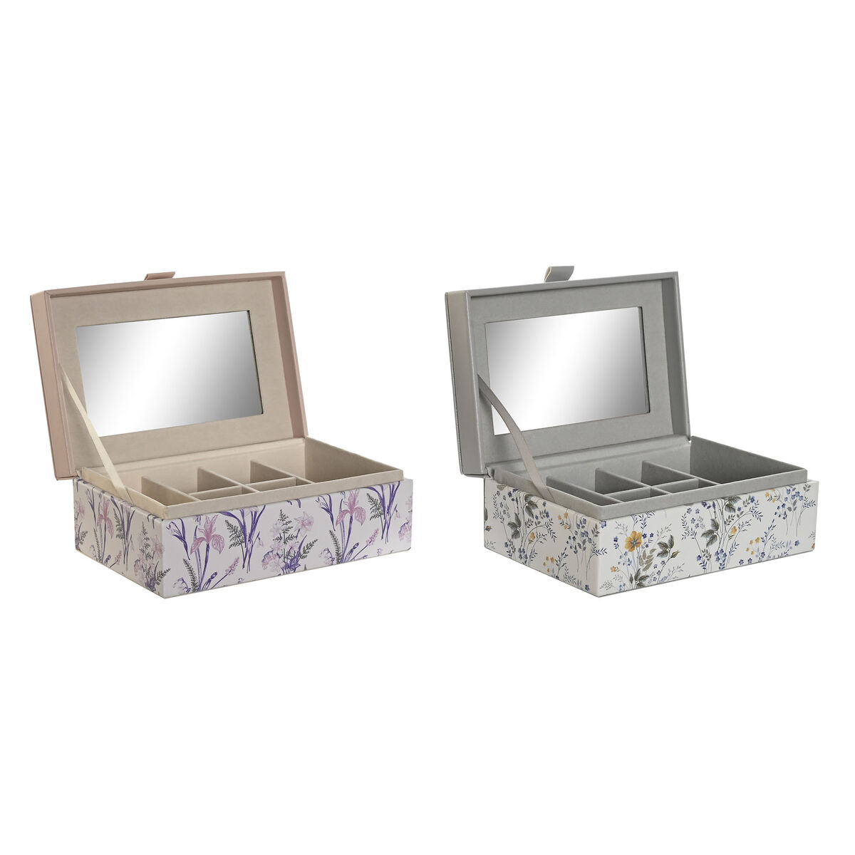 Caja-Joyero DKD Home Decor Blanco Gris Lila Poliuretano 18 x 12,5 x 7,5 cm (2 Unidades)