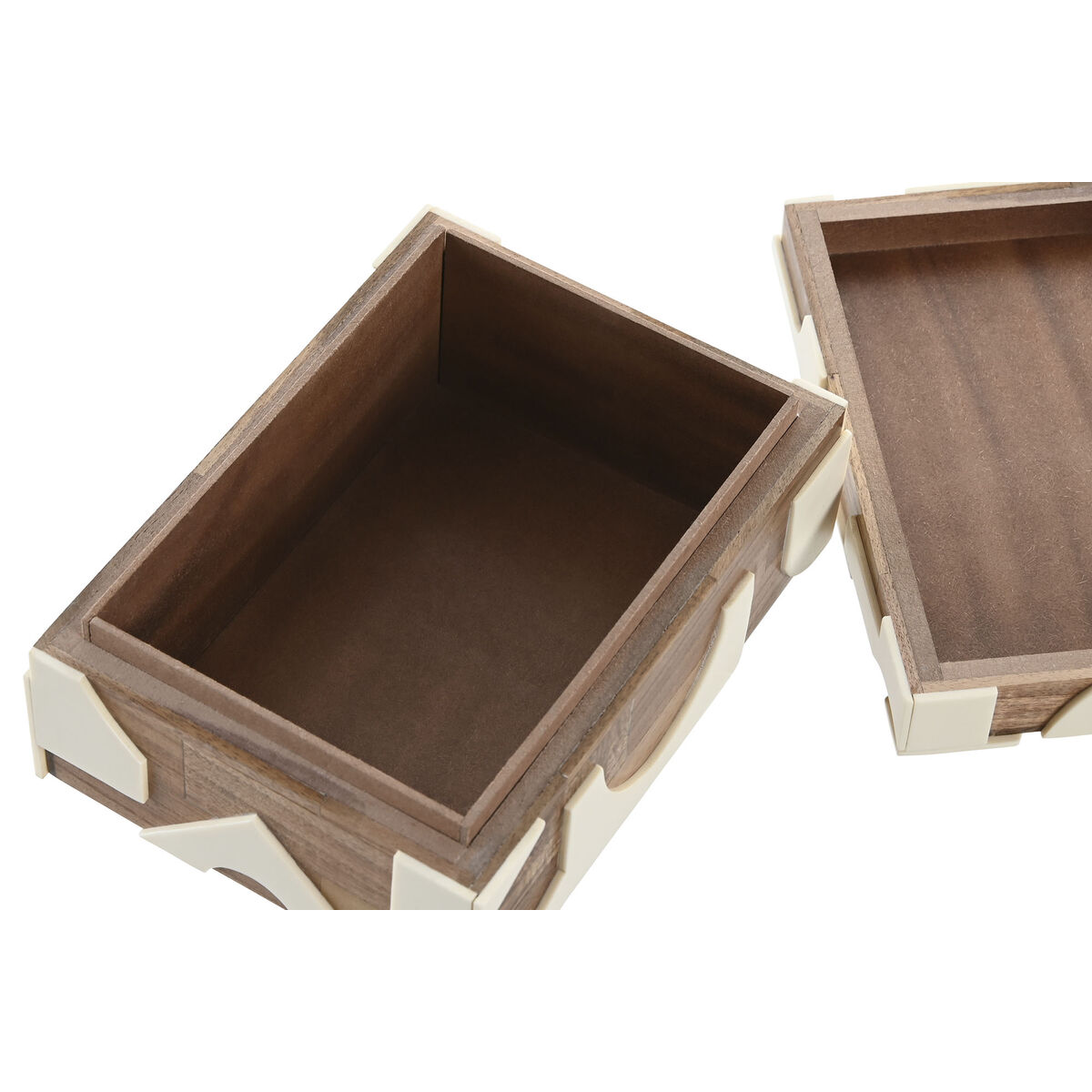 Caja-Joyero Home ESPRIT Negro Natural Resina Acacia 18 x 13 x 7,5 cm (2 Piezas)