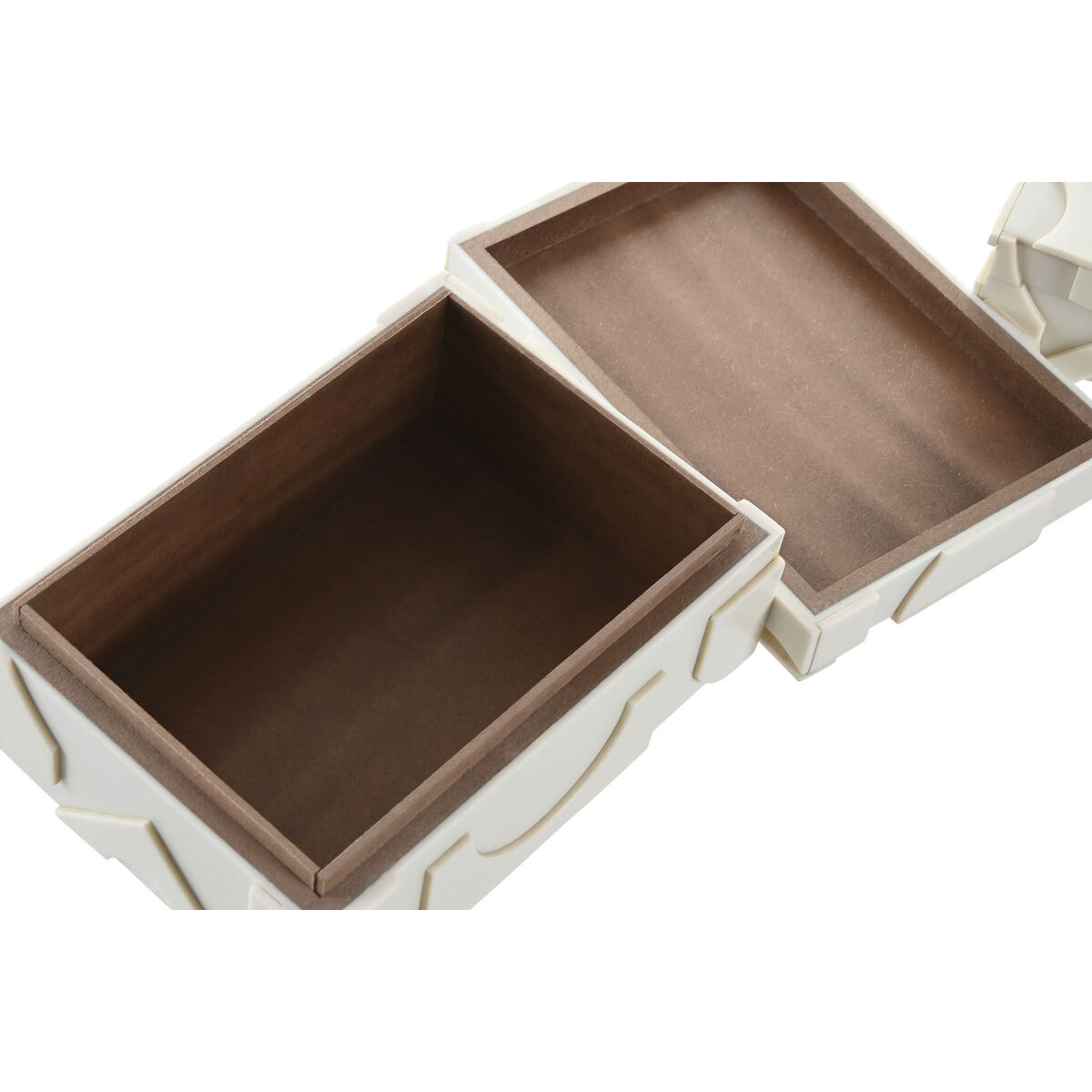Caja-Joyero Home ESPRIT Blanco Resina Hueso 18 x 13 x 7,5 cm (2 Piezas)