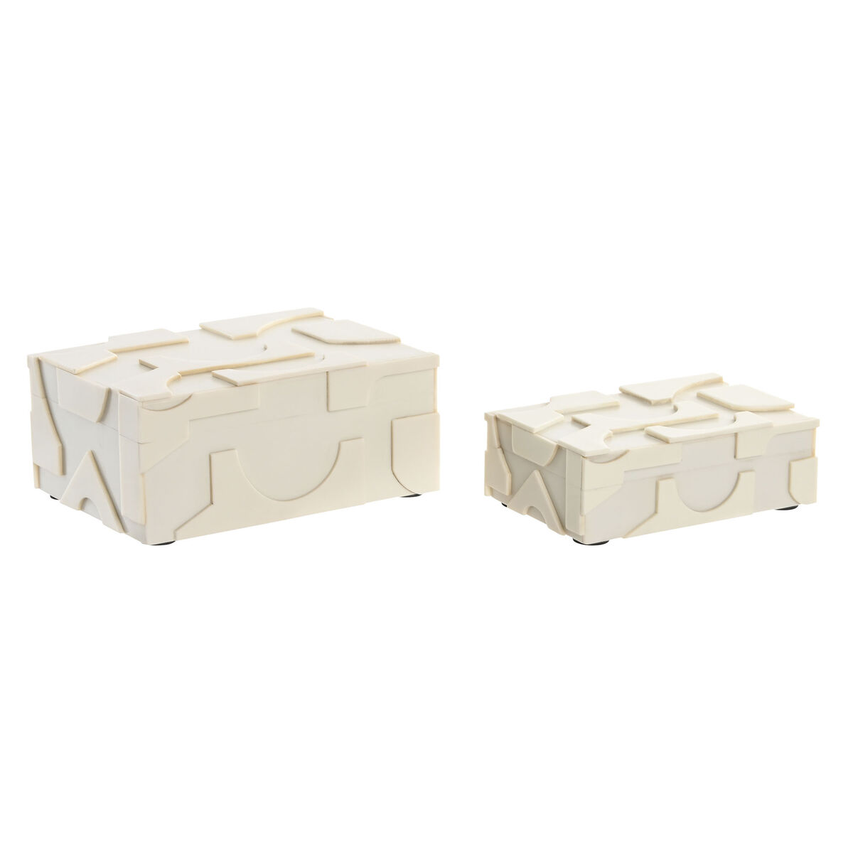 Caja-Joyero Home ESPRIT Blanco Resina Hueso 18 x 13 x 7,5 cm (2 Piezas)