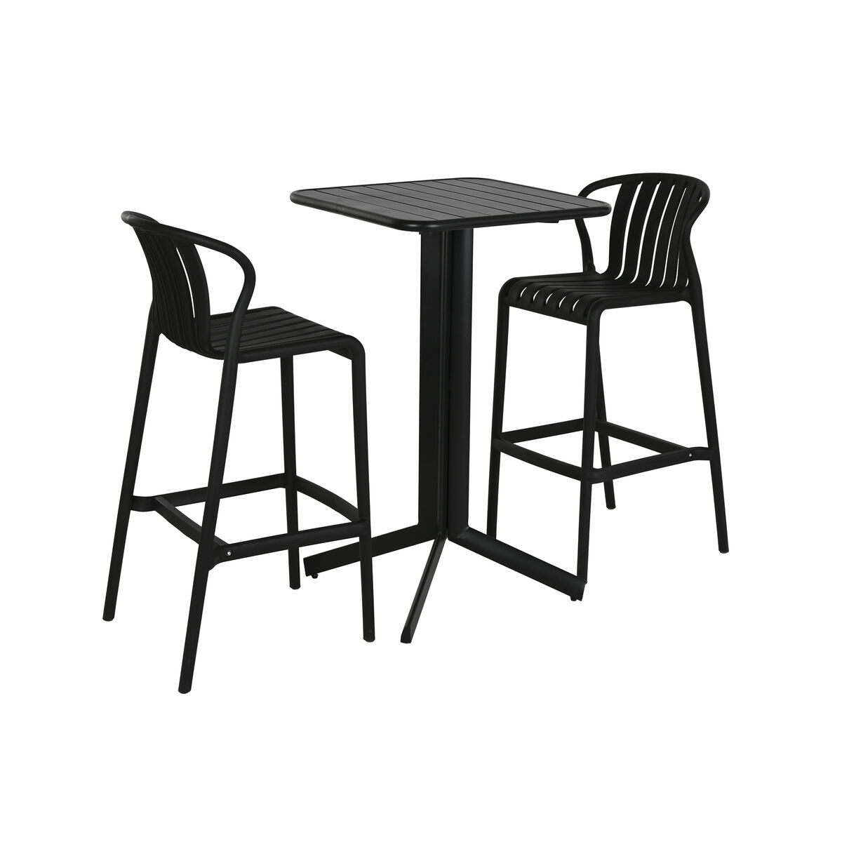 Conjunto de Mesa con 2 Sillas Home ESPRIT Negro Metal Polipropileno 60 x 60 x 102 cm
