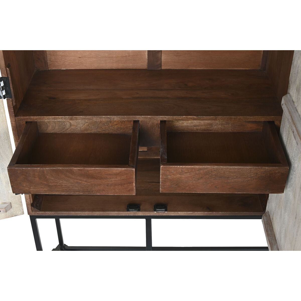 Armario Home ESPRIT Blanco Negro Metal Madera de mango 180 x 40 x 160 cm