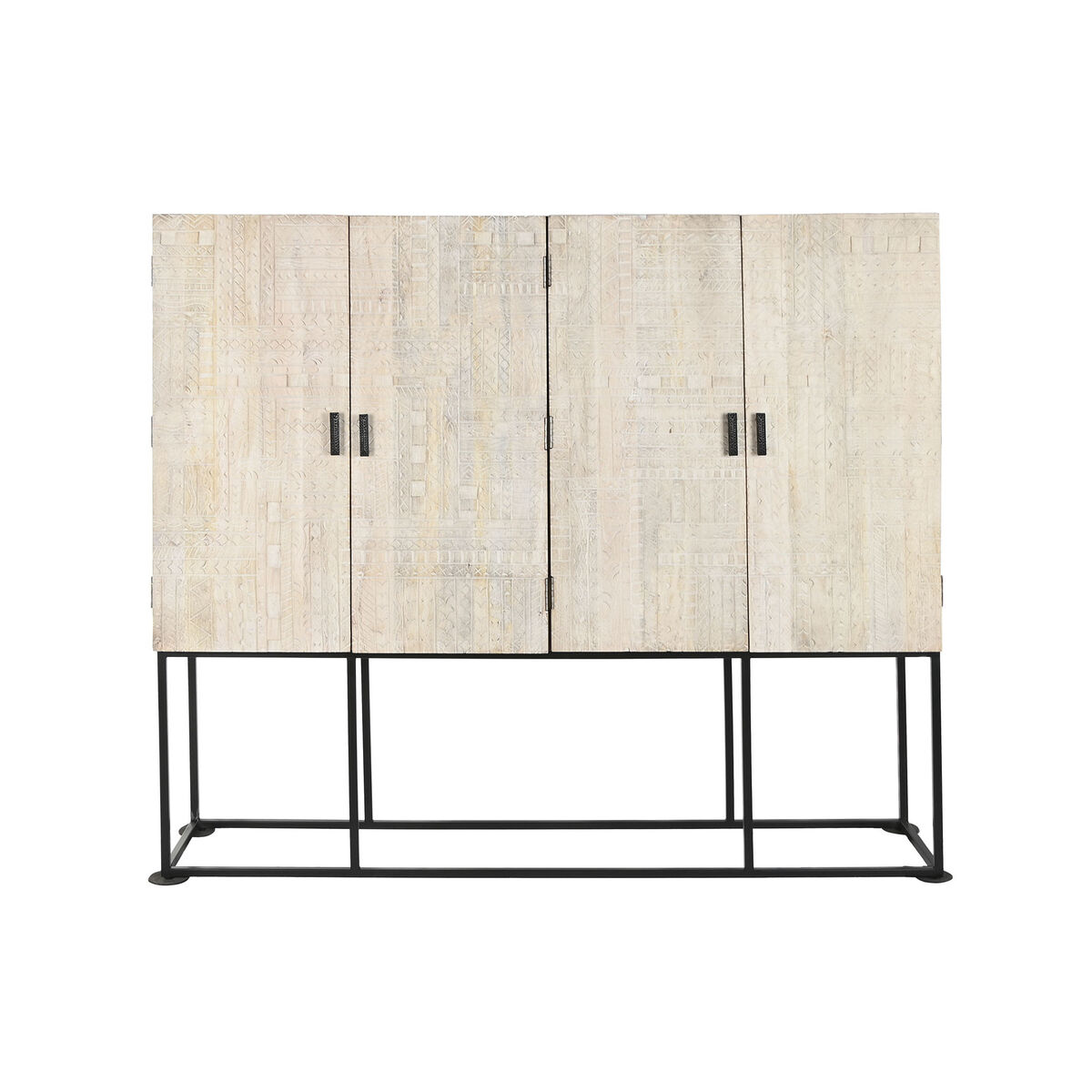 Armario Home ESPRIT Blanco Negro Metal Madera de mango 180 x 40 x 160 cm
