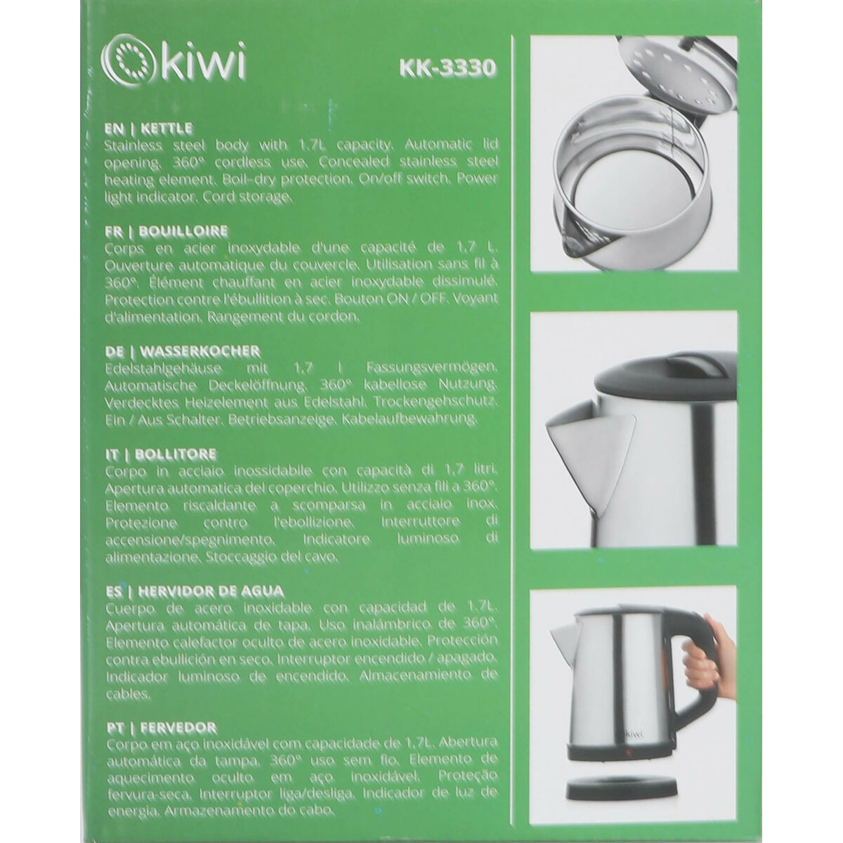 Hervidor Kiwi Acero 1800 W 1,7 L (4 Unidades)