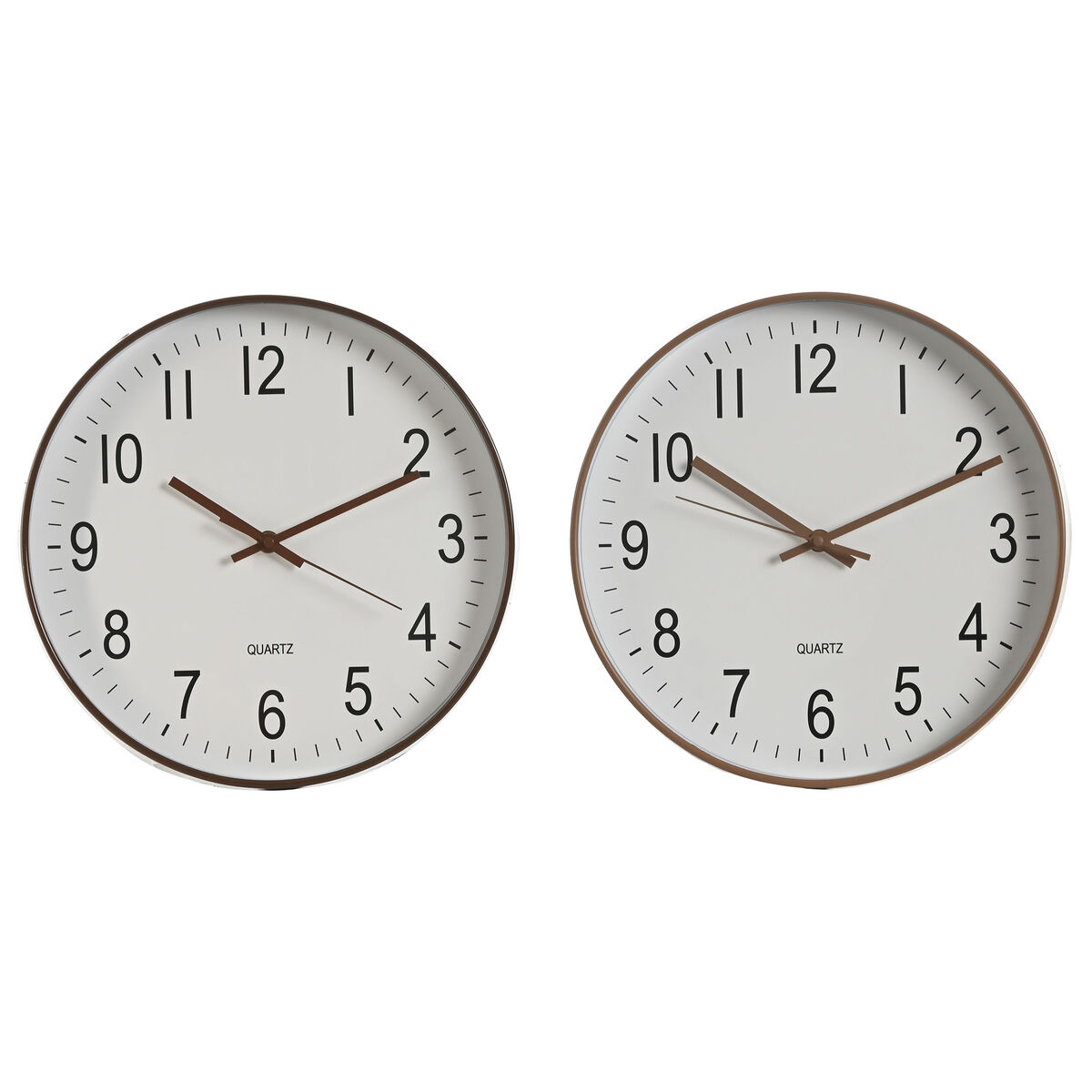 Reloj de Pared Home ESPRIT Blanco Marrón Natural PVC 30 x 4 x 30 cm (2 Unidades)