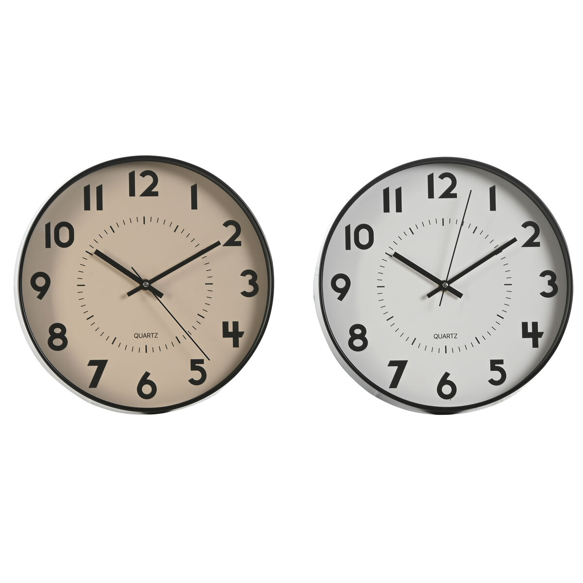 Reloj de Pared Home ESPRIT Blanco Beige PVC 30 x 4 x 30 cm (2 Unidades)