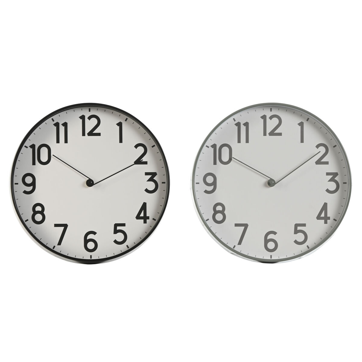 Reloj de Pared Home ESPRIT Negro Gris PVC 30 x 4 x 30 cm (2 Unidades)