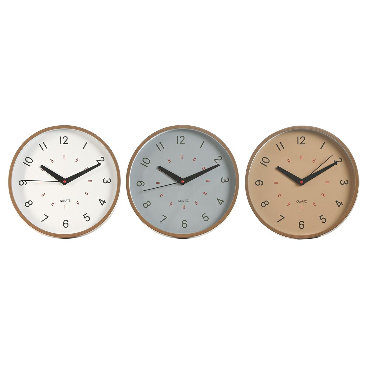 Reloj de Pared Home ESPRIT Blanco Beige Gris PVC 30 x 4 x 30 cm (3 Unidades)
