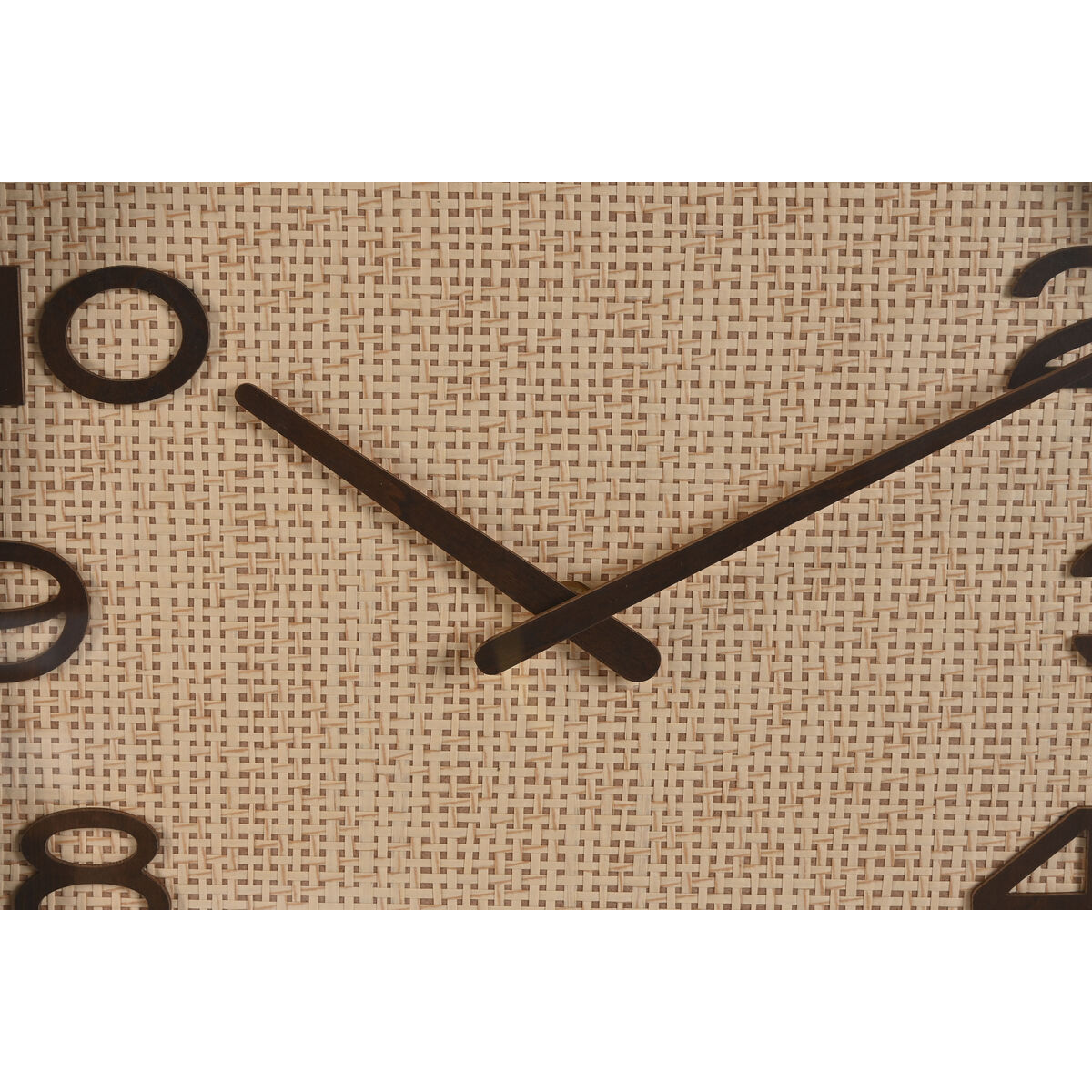 Reloj de Pared Home ESPRIT Marrón Natural Madera Ratán 40 x 5 x 40 cm (2 Unidades)