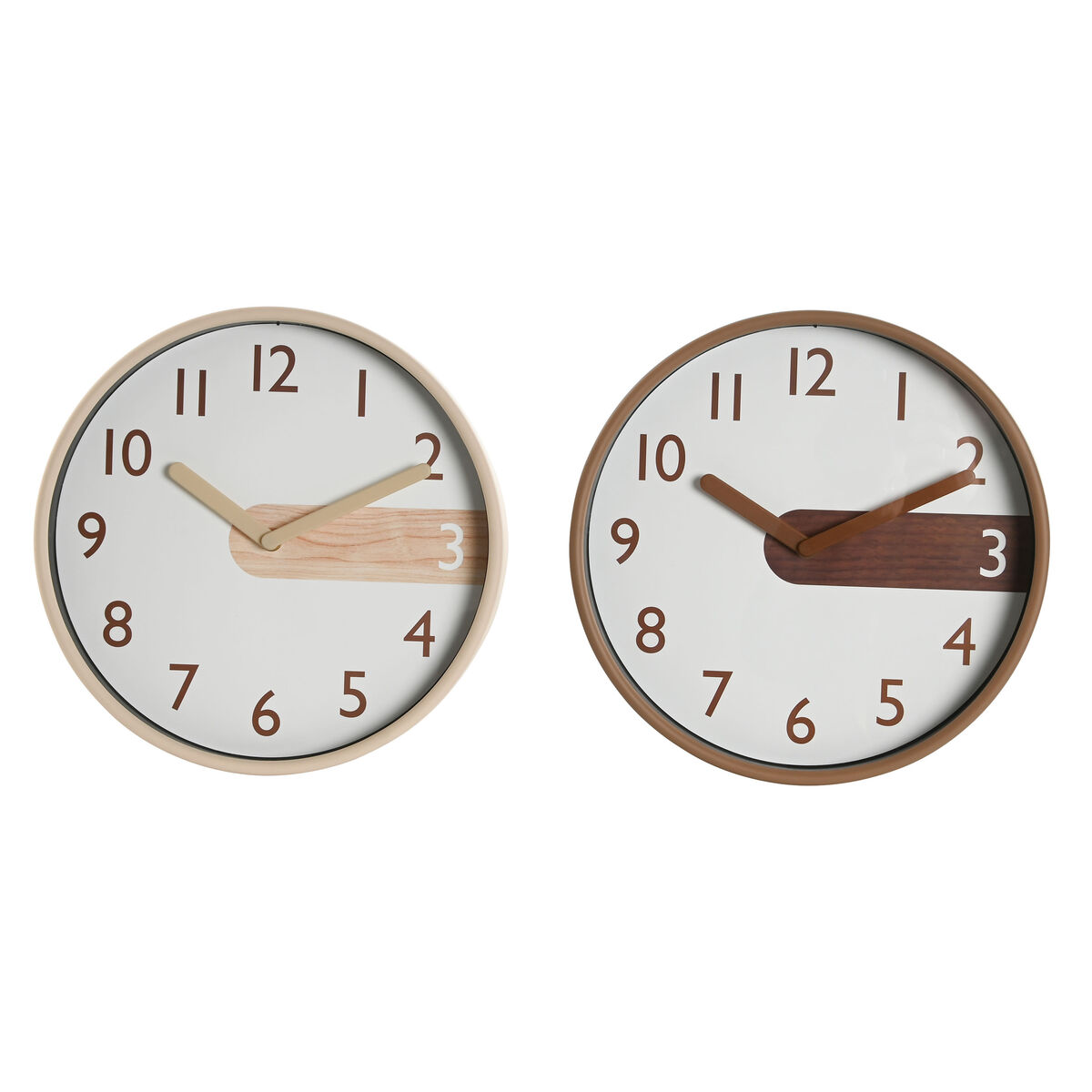 Reloj de Pared Home ESPRIT Marrón Natural PVC Madera 30 x 4,7 x 30 cm (2 Unidades)