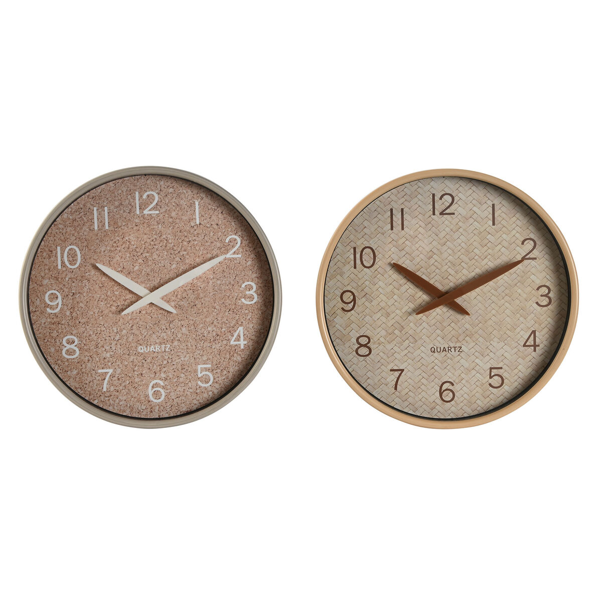 Reloj de Pared Home ESPRIT Marrón Natural PVC Madera 30 x 4,7 x 30 cm (2 Unidades)