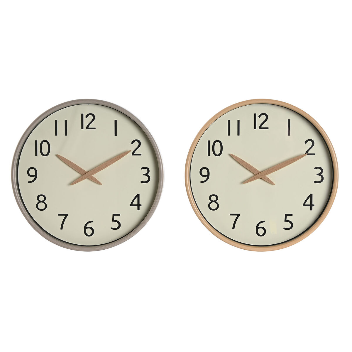 Reloj de Pared Home ESPRIT Beige Natural PVC Madera 30 x 4,7 x 30 cm (2 Unidades)