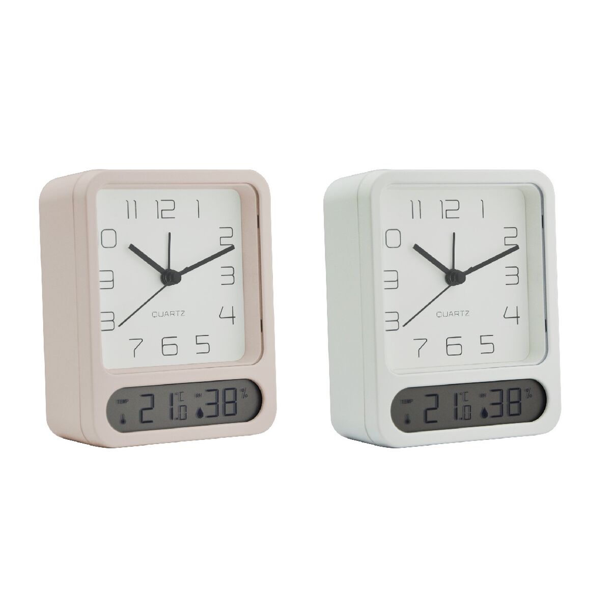 Reloj de Mesa Home ESPRIT Blanco (2 Unidades)