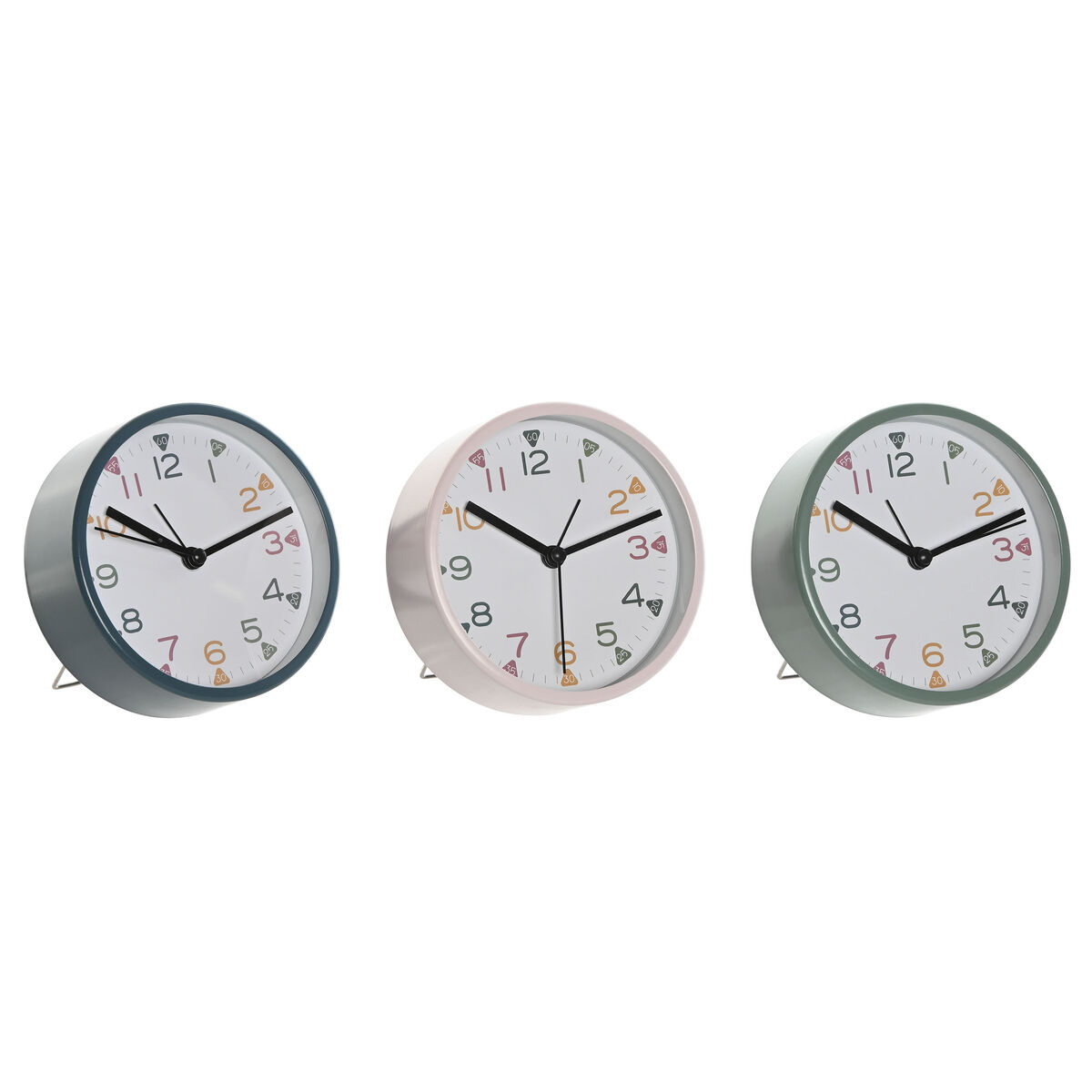 Reloj de Mesa Home ESPRIT Azul Rosa Turquesa (3 Unidades)