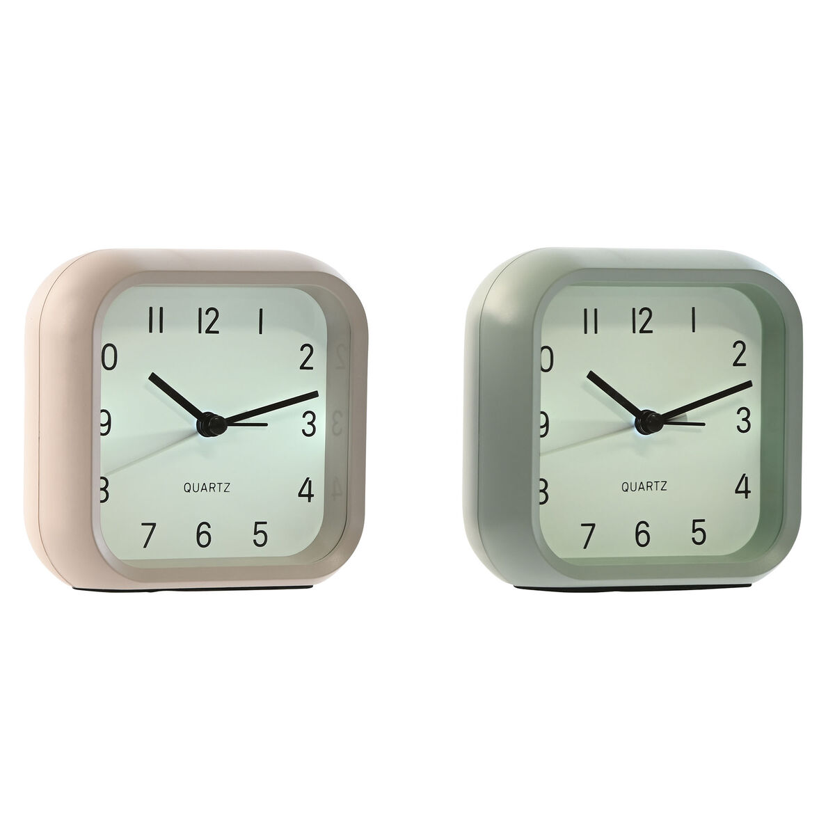 Reloj de Mesa Home ESPRIT Rosa Menta (2 Unidades)